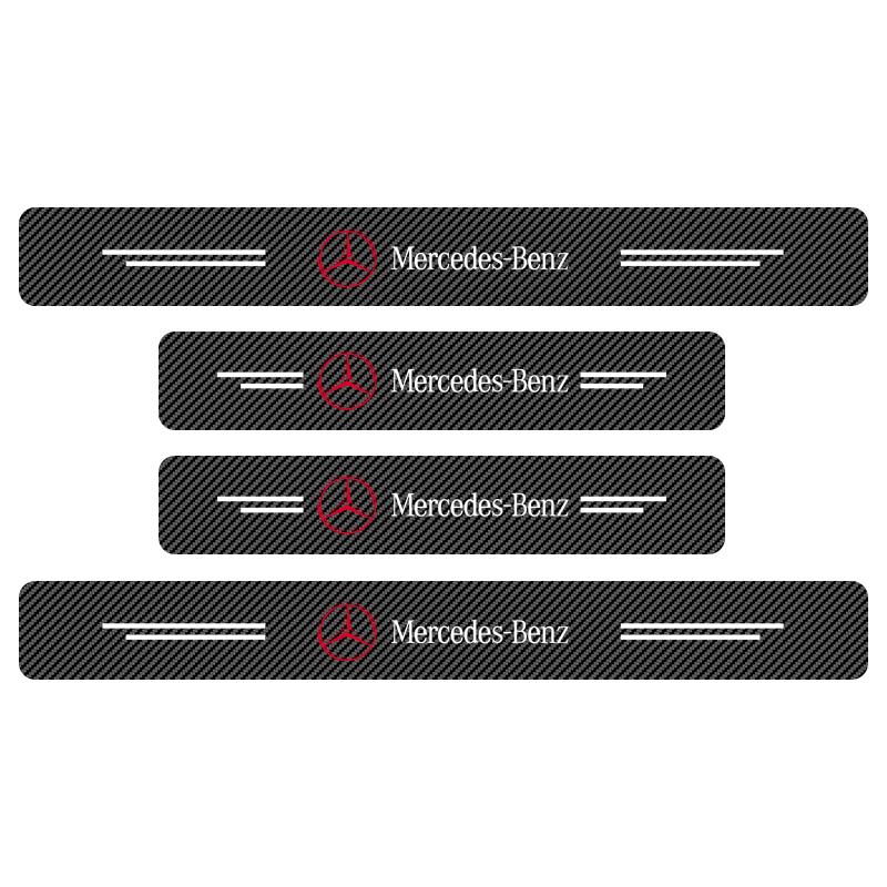4Pcs Car Door Plate Carbon Fiber Threshold Protector Sticker For Mercedes Benz AMG GLC GLE CLA W204 W205 W203 W211 W212 W213