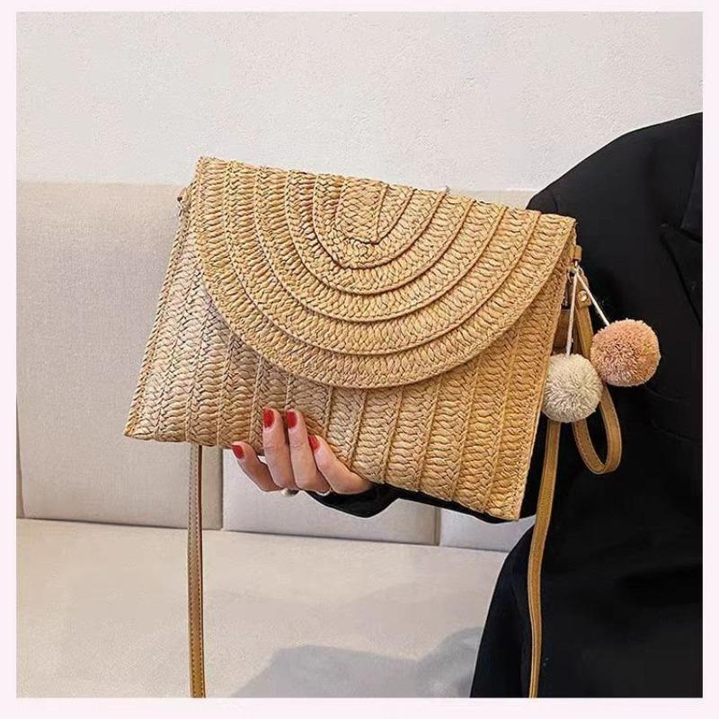 New Summer Straw Bag Hand-woven Bag Large Capacity Envelope Bag Hand Carry Shoulder Bag Beach Messenger Bag Bag Women