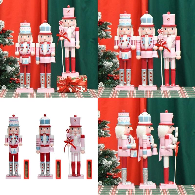 Festival 38CM/15inch Macaron Colored Drummers Dolls, Wood Table Decoration for Holiday Baking Enthusiasts