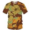 Men's 3D Printed T-Shirt Colorful Animal Plant Pattern Printing Short Sleeve O-Neck Pullover Casual Top