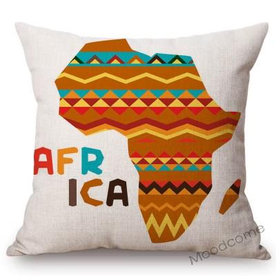 Nordic Africa Map African Tribe Designs Home Decorative Sofa Pillow Case Cotton Linen Wild Life Animal Office Chair Pillow Cover