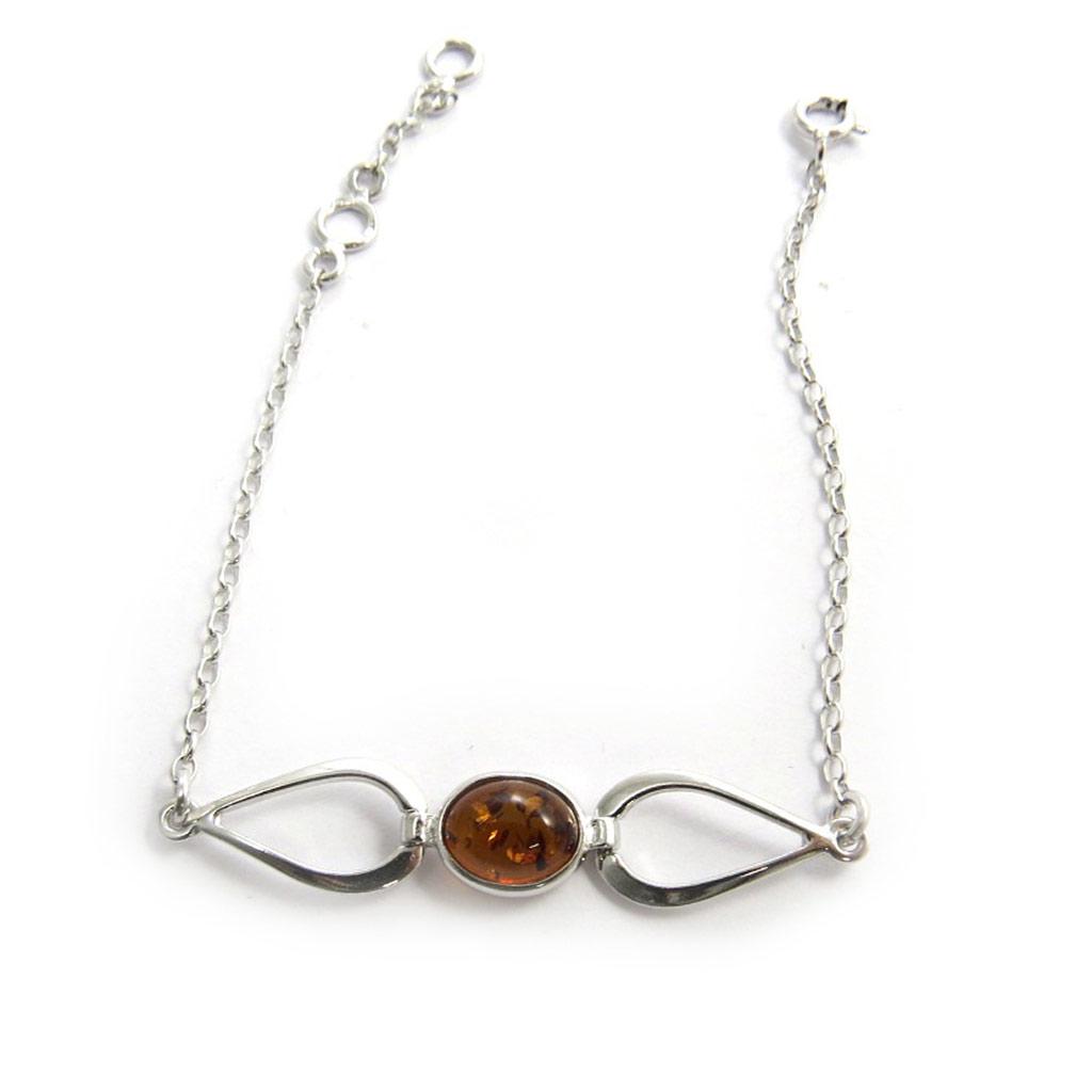Les Trésors De Lily [N2291] - Silberarmband 'Inspiration' Cognac-Bernstein (rhodiniert) - 8 mm
