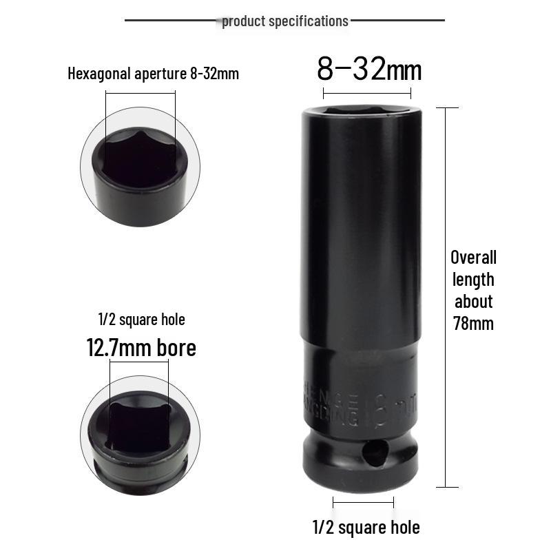 Electric Hex Impact Wrench Socket 1/2, 8-32 for Scaffolders & Carpenters