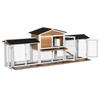 2-Tier Large Rabbit Hutch Outdoor with Double Side Run Boxes, No-leak Plastic Tray, Ramp, 230 X 53 X 93.5cm, White