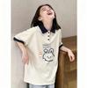 Girls' Summer Pure Cotton Polo Shirt - Sweet Lapel Short Sleeve Top for Medium and Large Children