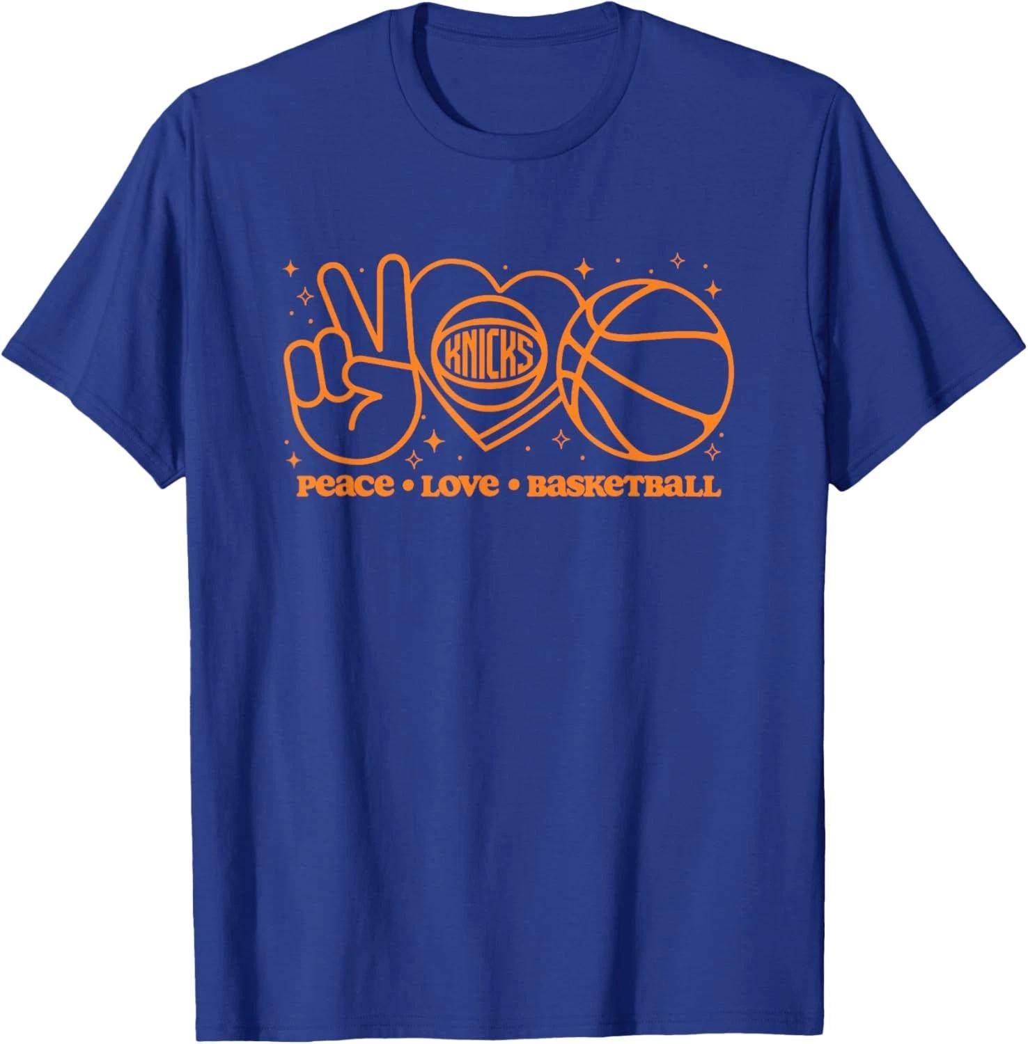New York Knicks Peace Love Basketball Unisex T-Shirt S