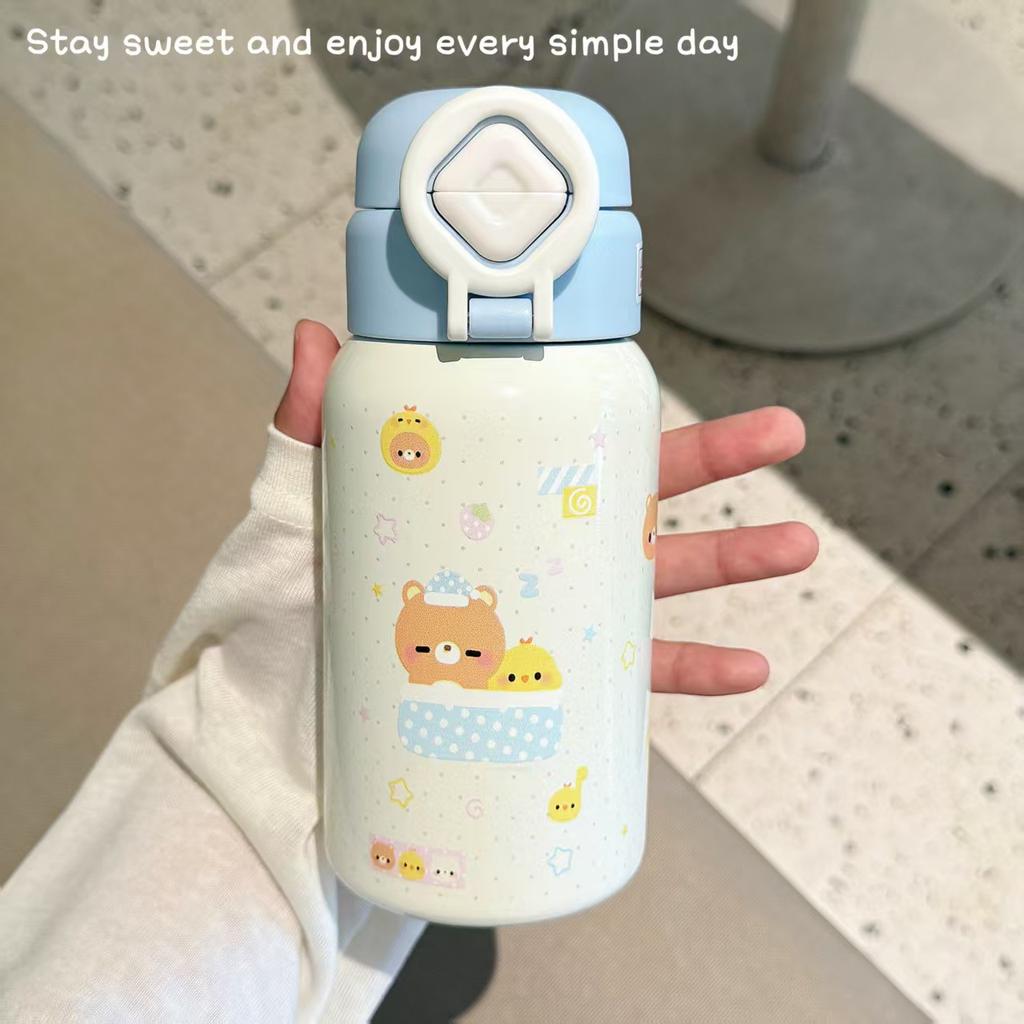 Thermos Cup 1011 New Water Cup for Girls, Portable Pot for Kindergarten Primary School Students and Children To Go To School, Straw Cup