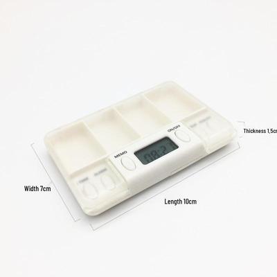 Tragbarer elektronischer Pillenorganisator mit Timer und transparenten Fächern