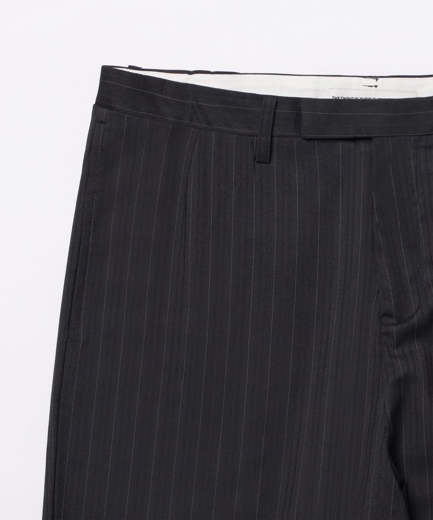 Deossingindeeodeeo Fine Pinstripe Straight Wide Slacks Black