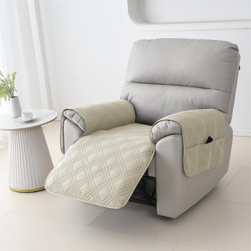 1 Seater Nordic Style Recliner Sofa Seat Covers with Pocket Durable Armchair Protective Case Non-slip Couch Pad for Living Room