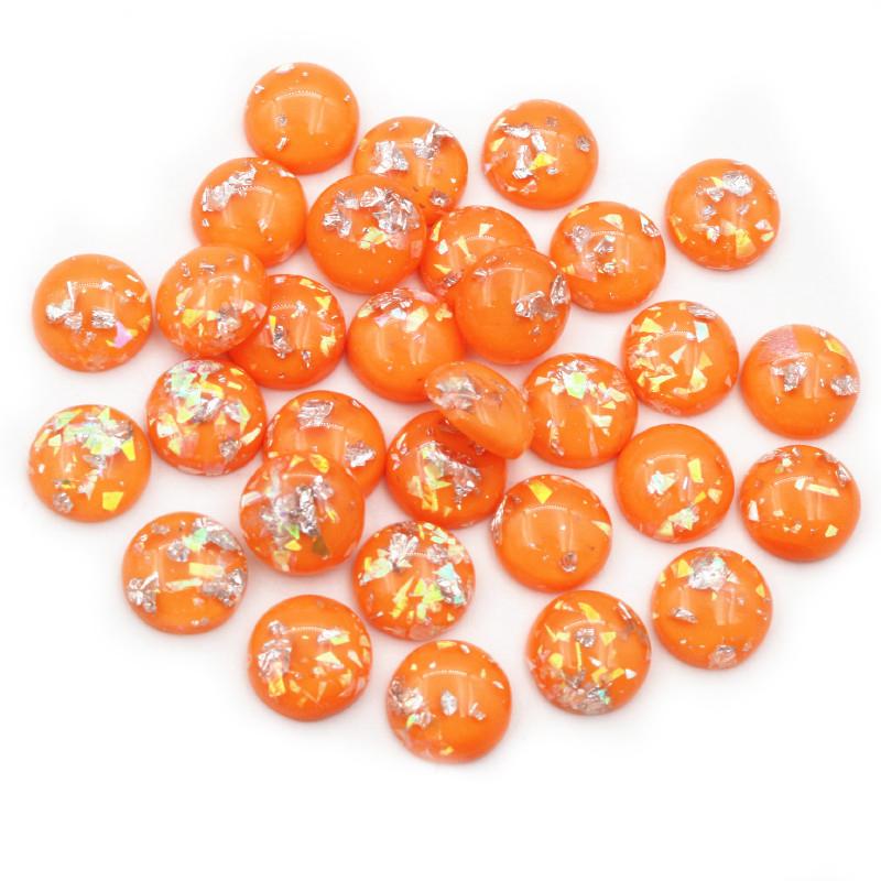 40 Stück 8mm 10mm 12mm Runde Eingebettete Metallfolie Flache Rückseite Harz Cabochons Kuppel DIY Ohrringe Schmuckherstellung Zubehör Fundstücke