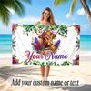 Highland Cow Theme Quick Dry Beach Towel Custom Name Text Print Large Sand Resistant Towel Beach Vacation