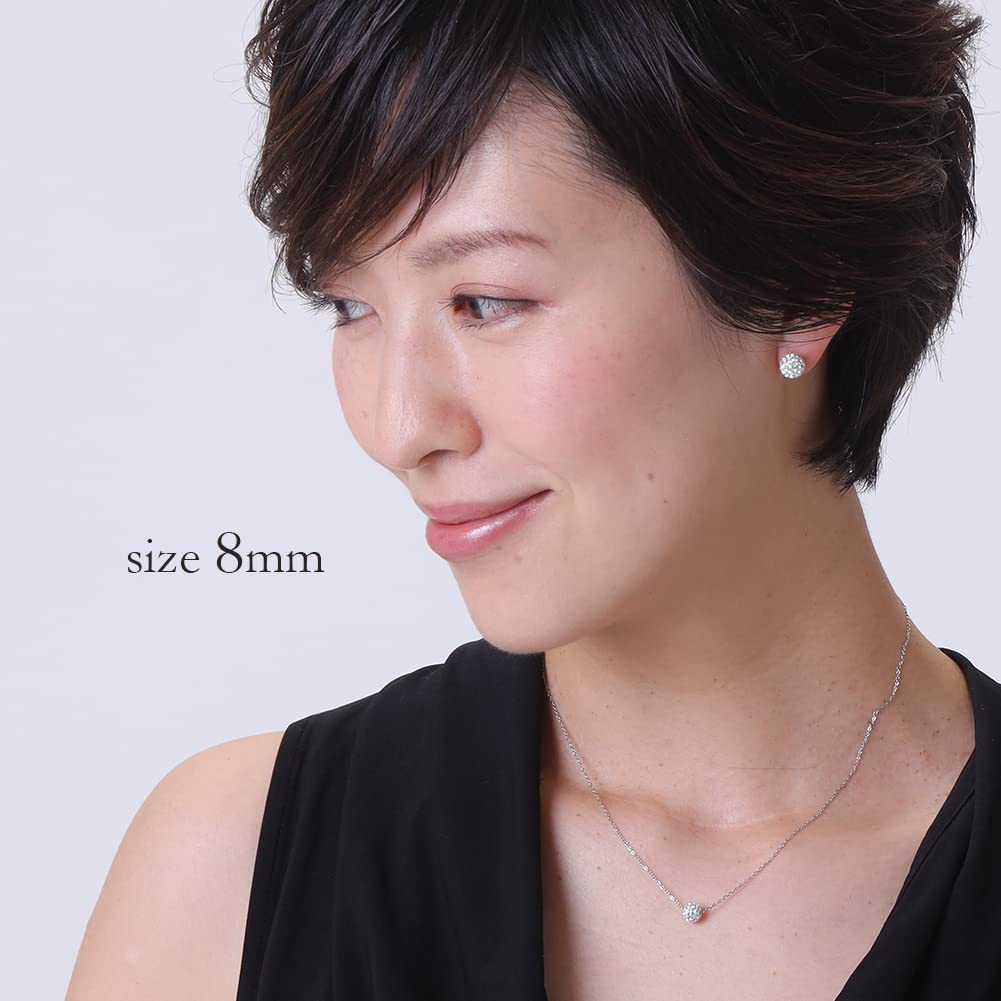 Pave ball earrings for gold made in Japan [R-days Daikanyama] women, color, simple, stylish, (gold color/6mm)