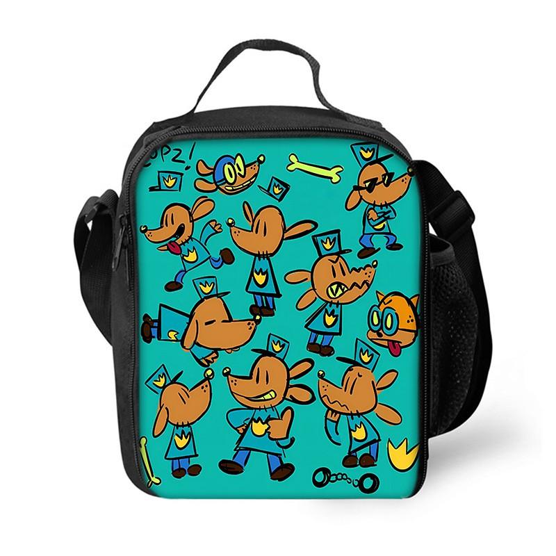 Dog Man Themed Lunch Bag Kids - PVC Insulated Crossbody Shoulder Street Style School Accessory