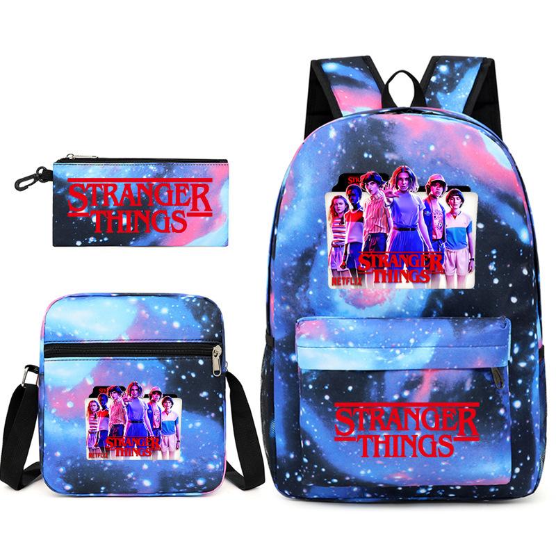 Stranger Things Rugzak Set 3-Delig Student Schooltas met Lunchtas & Etui Zwart TV Merchandise