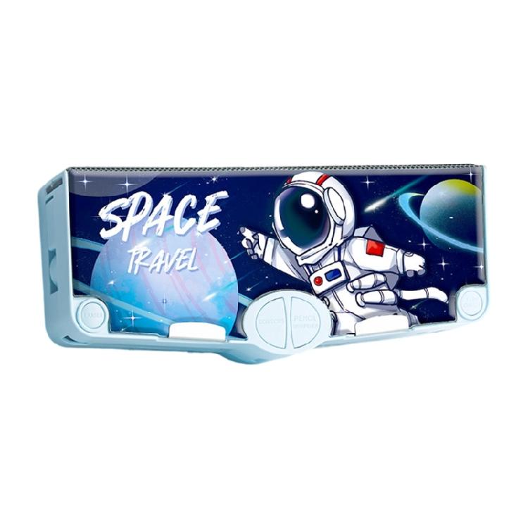 

Novelty Pencil Box with Safety Scissors Sharpener Timetable Finger Wrap Tape Clear Ruler Eraser for Children Boy Girl
