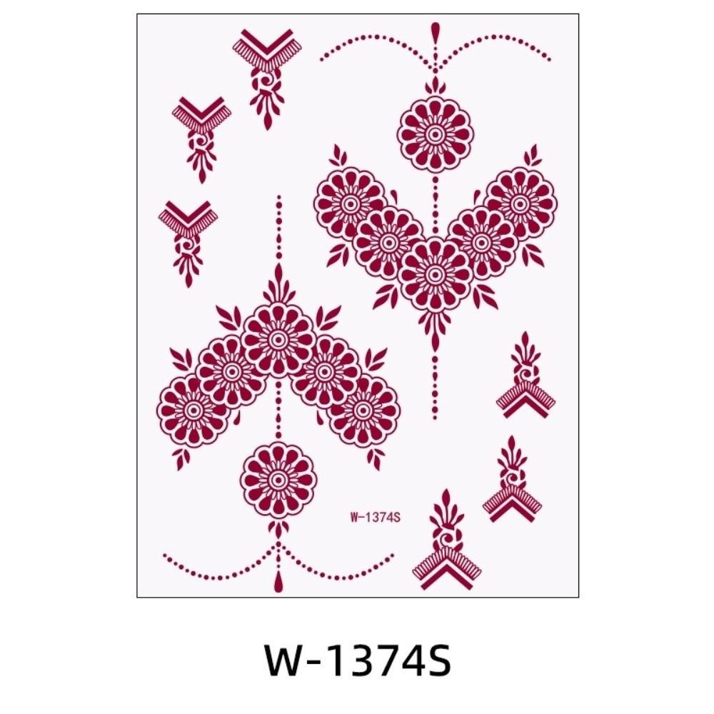 Lace Fake Tattoo Temporary Tattoo Red Mehndi Stickers Red Henna Tattoo Decals  Women/Lady