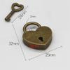 Vorhängeschloss im antiken Stil in Herzform, Vintage-Schloss, romantische, schöne Tagebuch-Vorhängeschlösser, Schlüsselschloss mit Schlüssel für Schmuckschatulle und Koffer
