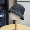 Ultra light down cotton plaid bucket hat men and women autumn and winter warm fashion basin hat Internet celebrities show small face