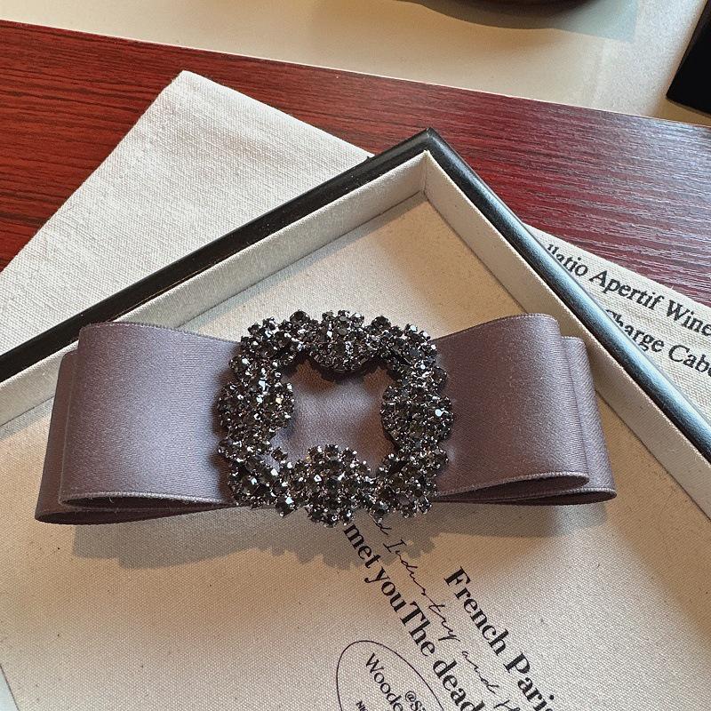 Корейская элегантная высококачественная тканевая шпилька для волос - квадратная полая пружинная заколка с тяжелым бантом