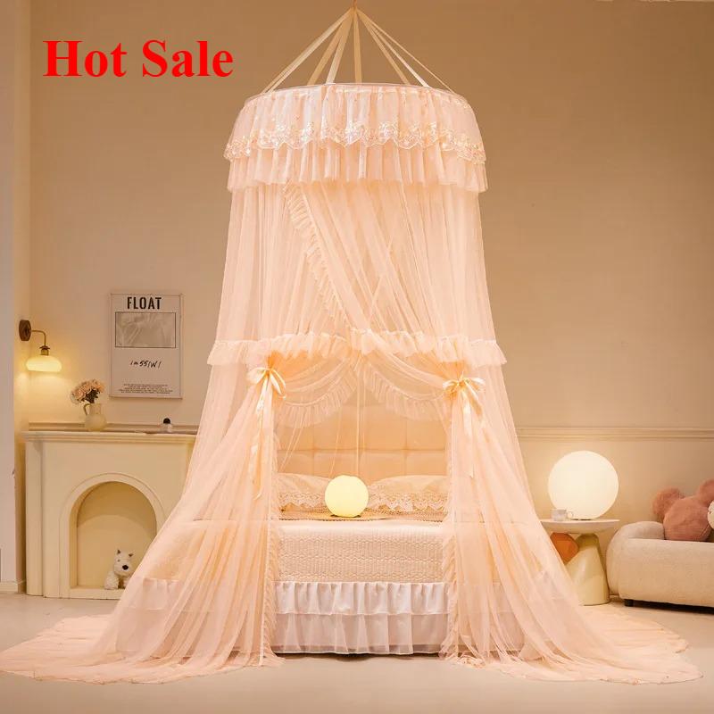 Hot Sale 2025 new hanging dome princess mosquito net installation-free bed mantle European floor mosquito net without bracket