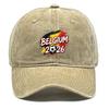 Sun Hat With 2026 Football Soccer "BELGIUM" Flag Printed , Adjustable Baseball Cap Curved Brim Cozy Trendy Sweatband Sports Hat