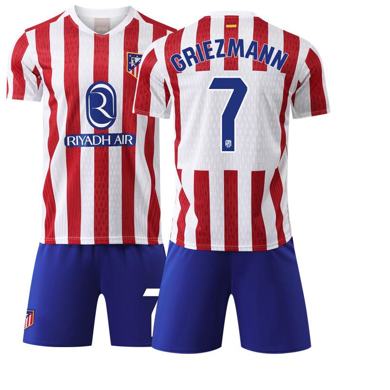 2526 striped club jersey No. 19 Alvarez 7 Griezmann Atletico Madrid home football jersey set #16