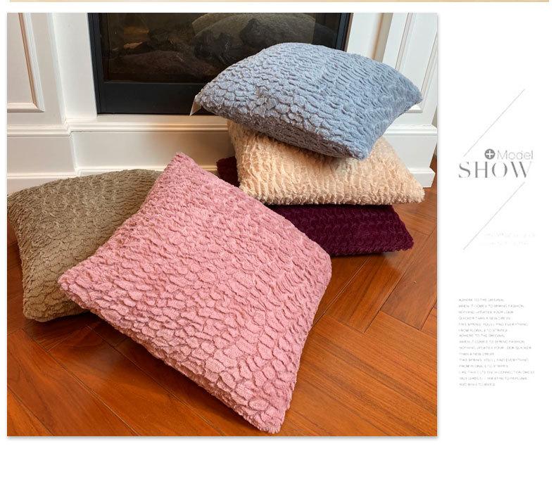 Solid Color Textured Plush Pillow Cover, Soft Faux Fur Sofa Cushion Case