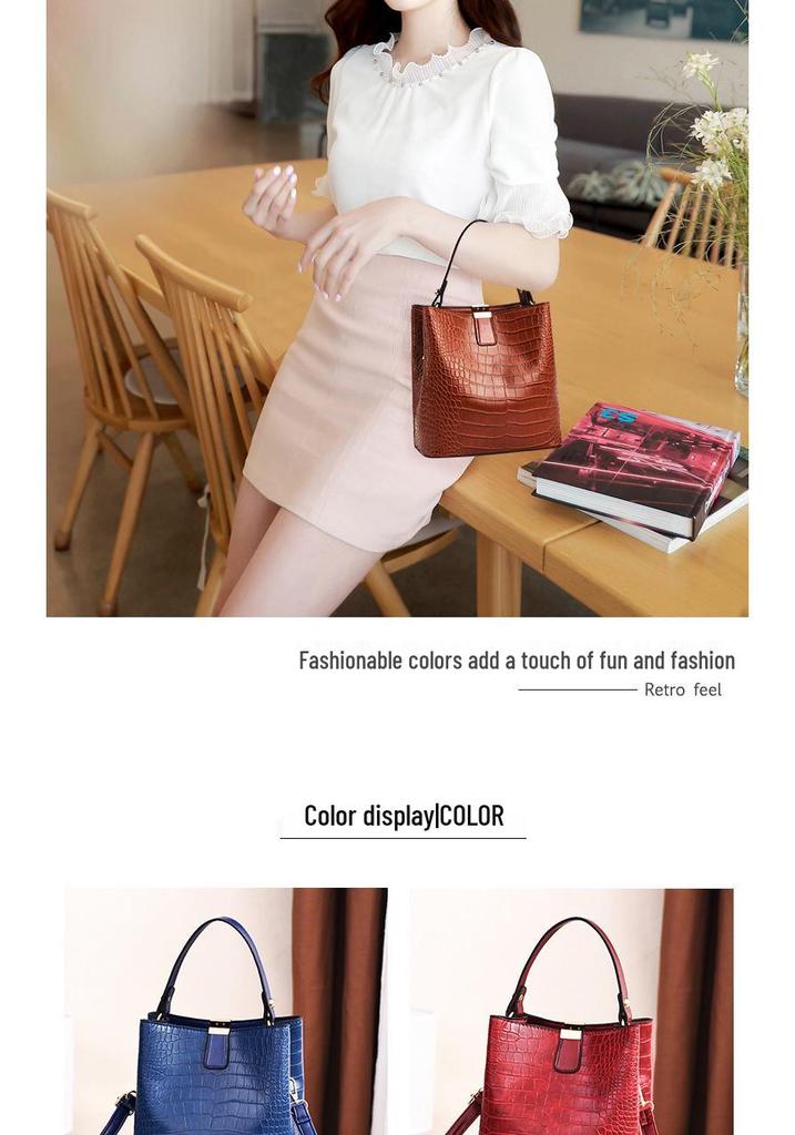 Women's 2025 Large Capacity Stone Pattern Bucket Bag – Stylish Handbag, Shoulder, and Crossbody Bag