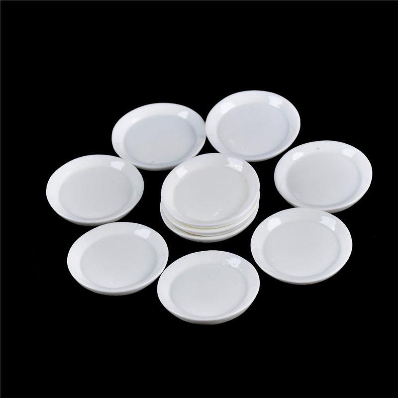 10Pcs Dollhouse Miniature Resin Trays Plates Doll Mini Food Dishes Tableware