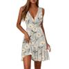 Ladies Casual Fashion V-Neck Sleeveless  Print Dress