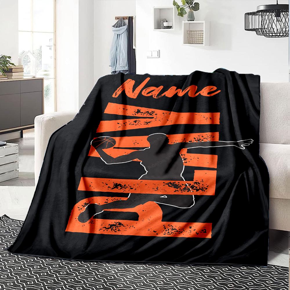 Custom Name Basketball Theme Printed Blanket - Perfect for Couch, Bed, Travel & Outdoor Use | Machine Washable, Cozy & Durable.