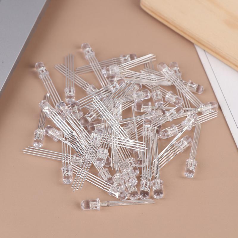 50Pcs 5Mm Full-Color Led Rgb Red/Green/Blue Common Cathode/Anode Four Feet Transparent Highlight Color Light 5Mm Diode Colorful