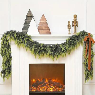 150/180/270CM Guirlande de cèdre simulé Noël Artificiel Aiguille de pin de Norfolk Rotin Faux verdure Manteau Cheminée Porche Décoration Intérieure Extérieure