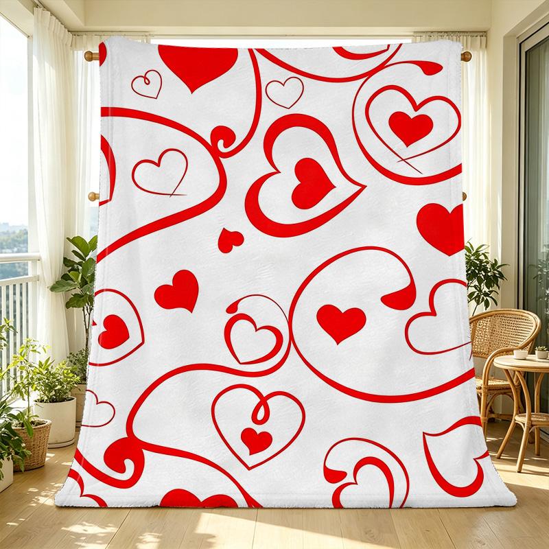 Shed-Resistant Love Heart Flannel Throw Cozy Warm Blanket for Home, Sofa, Bedroom Ideal for Movie Nights & Valentine’s Day Gift