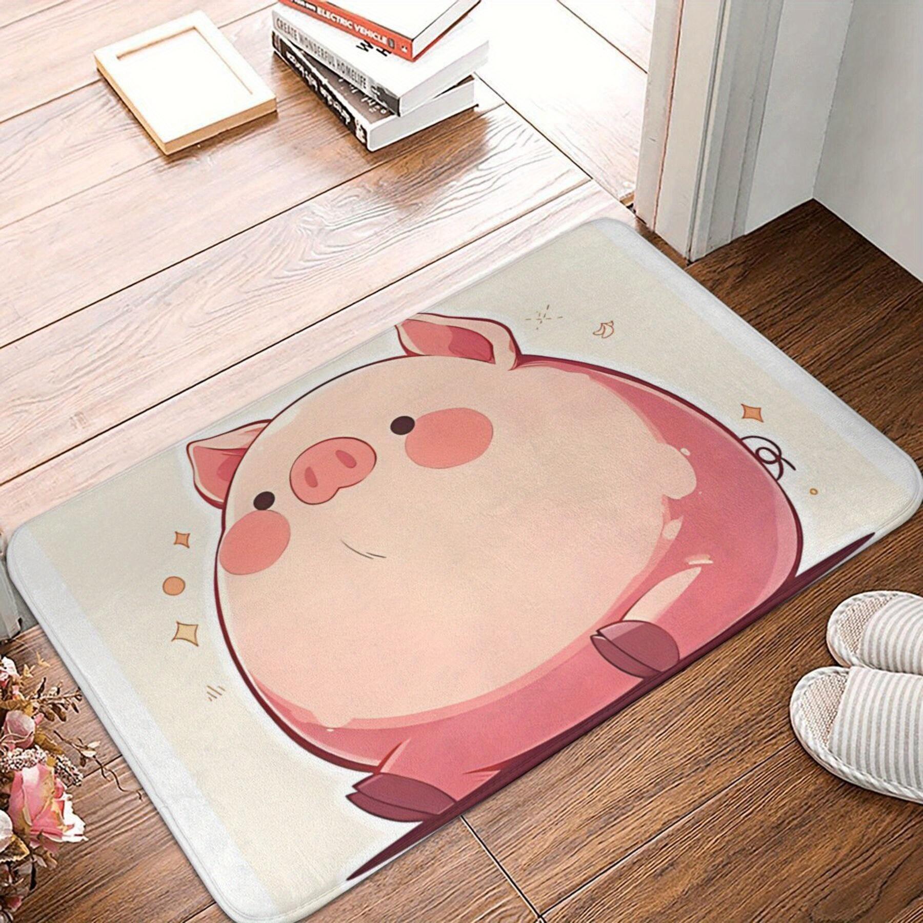 

1pc Bath Mat Adorable Pig Doormat Kitchen Carpet Balcony Rug Home Decoration Christmas Decor Holiday 40x60cm