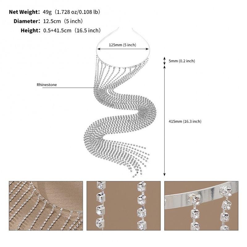 Jewelry Design Headband Women Exaggerated Party Hair Accessories Grotto Fashion Braiding Rhinestones Tassel