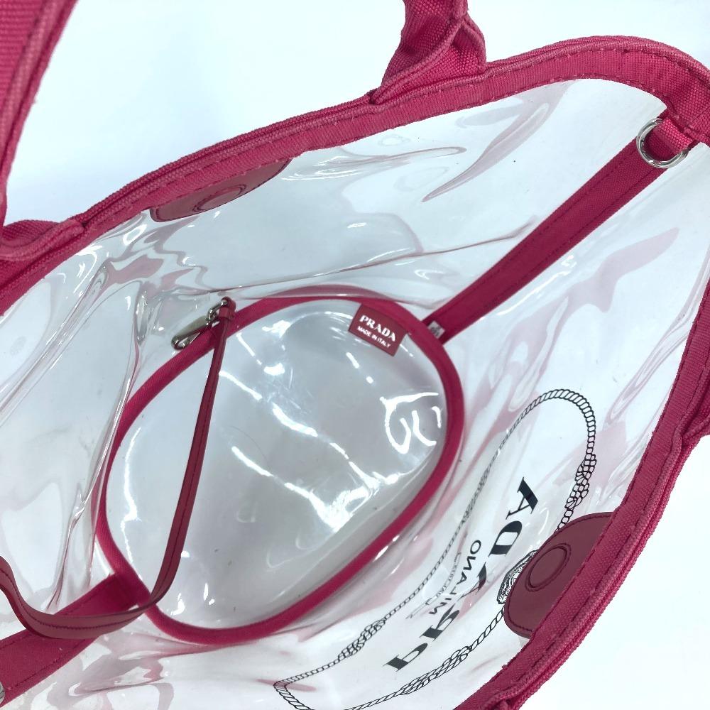 PRADA beach bag with pouch Logo Canapa 2WAY Bag Shoulder Bag Hand Bag Tote Bag