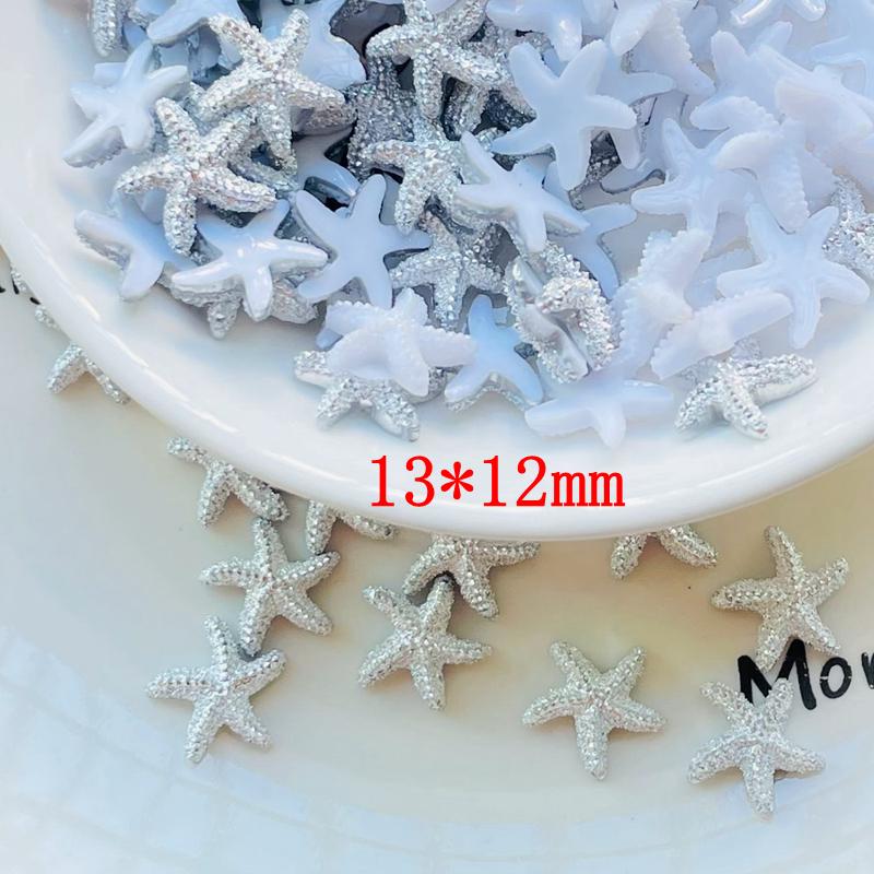 50/100 Pcs Cute Mini 12*13Mm Starfish Resin Figurine Crafts Flatback Cabochon Ornament Jewelry Making Hairwear Accessories A40