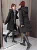 Women Hooded Collar Cotton Parkers Coat Zipper Coat Medium Warm Button Coat Jacket