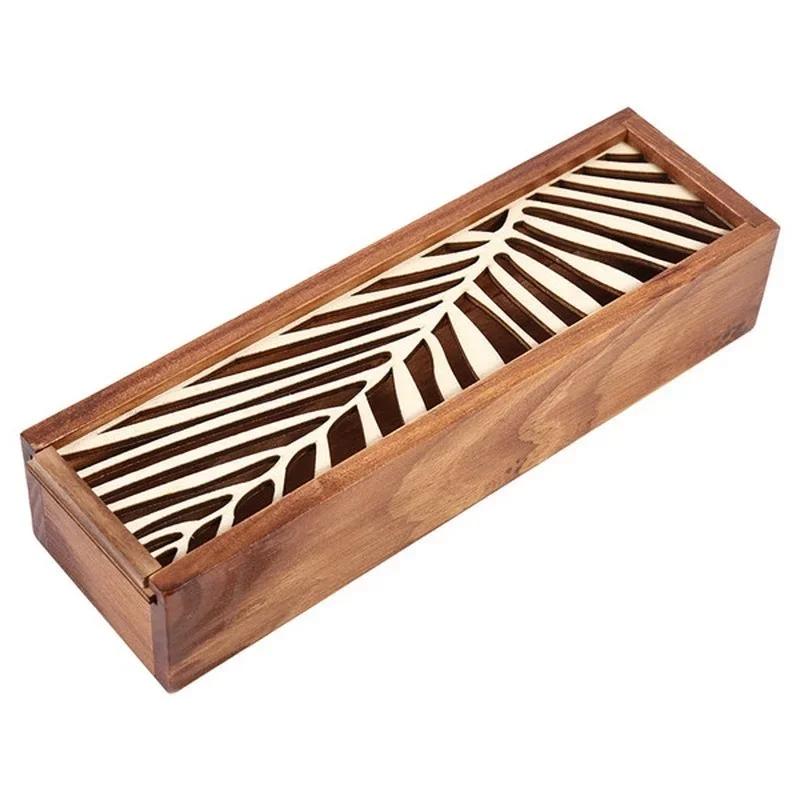 Scatola Portapenne in Legno Intagliato Retro Scatola Portaoggetti Portatile Carina per Studenti Cancelleria Multifunzionale Accessori da Scrivania Materiale Scolastico
