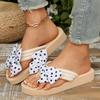 Fashion Polka Dot Bowknot Decor Flip Flops for Women 2025 Summer Lightweight Beach Slippers Woman Fashion Clip Toe Flat Slides Sandals