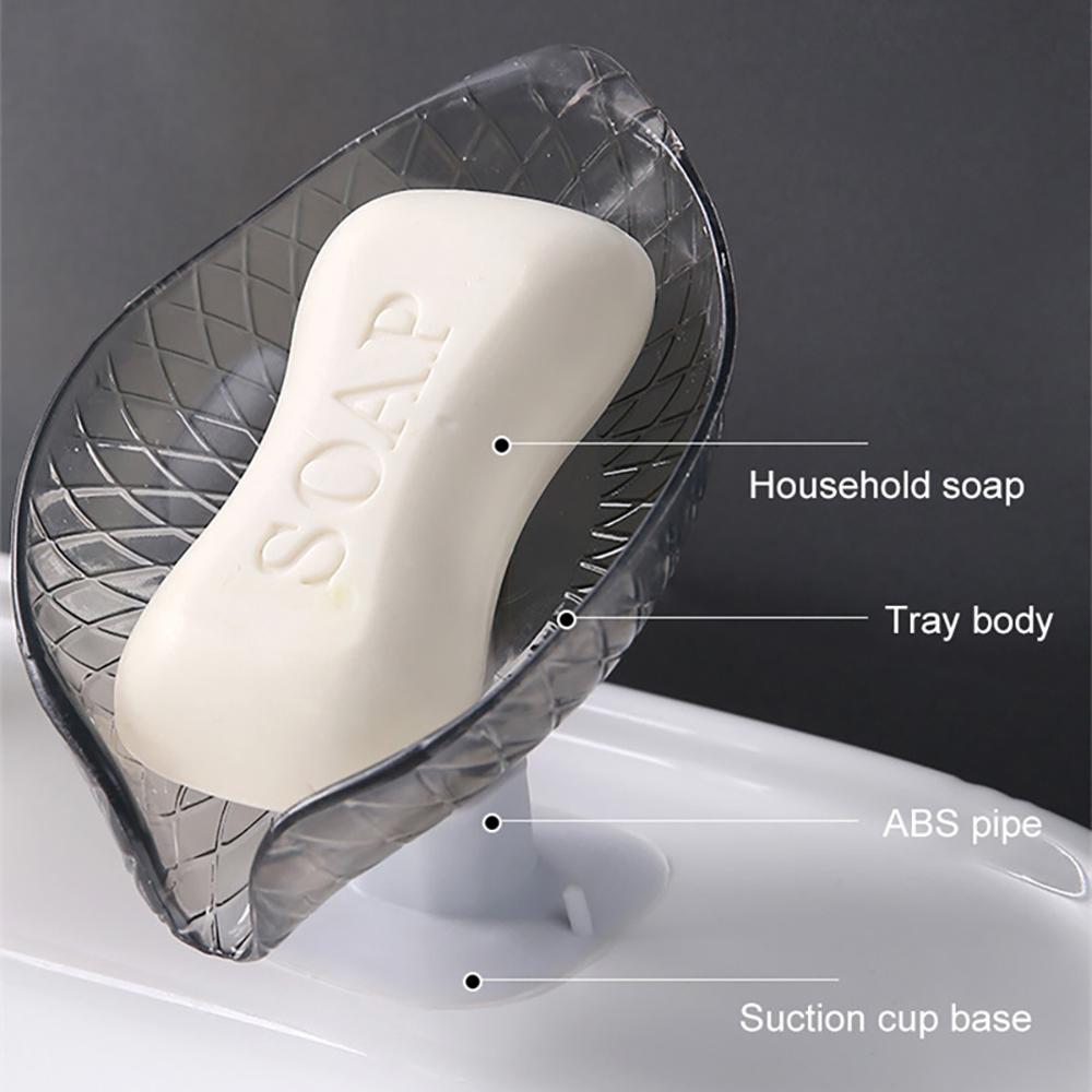 Household Suction Cup Soap Box for Bathroom Shower Portable Soap Holder Plastic Non-slip Tray for Kitchen Bathroom Accessories