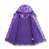 Girls' Candy Color Waterproof Windbreaker Jacket: Hooded, Breathable, Fleece-Lined, Printed.