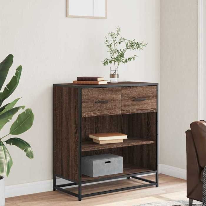 VidaXL Buffet chêne marron 68x35x76 cm bois d'ingénierie, armoire de rangement, meuble d'entrée, meuble d'appoint, meuble de 848988