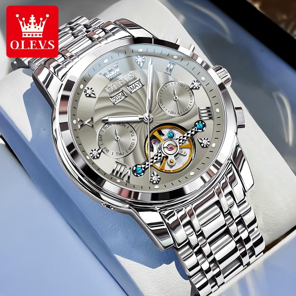 OLEVS Brand Watch Multi Functional Men's Fully Automatic Mechanical Watch Waterproof Steel Strap 7088