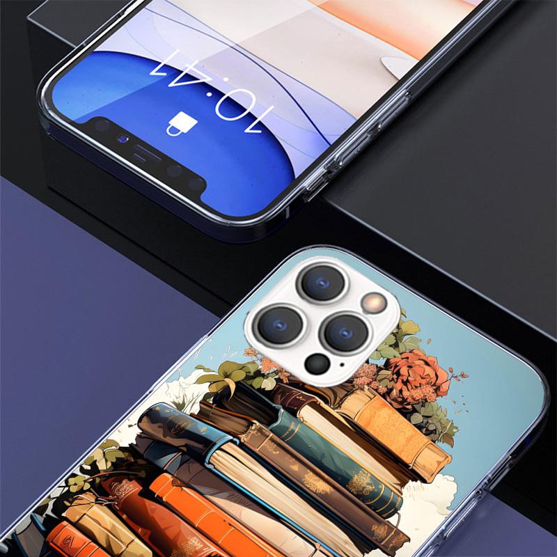 Read Books illustration Reading Phone Case For iPhone 17 Air 16 15 Pro Max 14 Plus 13 Mini 12 11 Cover 7 8 SE Silicone Shell Pri