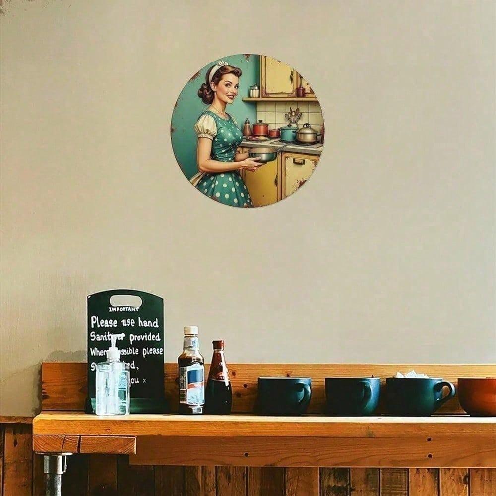 Vintage Round Tin Sign 8x8 Inch Retro Metal Art for Cafe Garden Bar Weatherproof Wall Decor