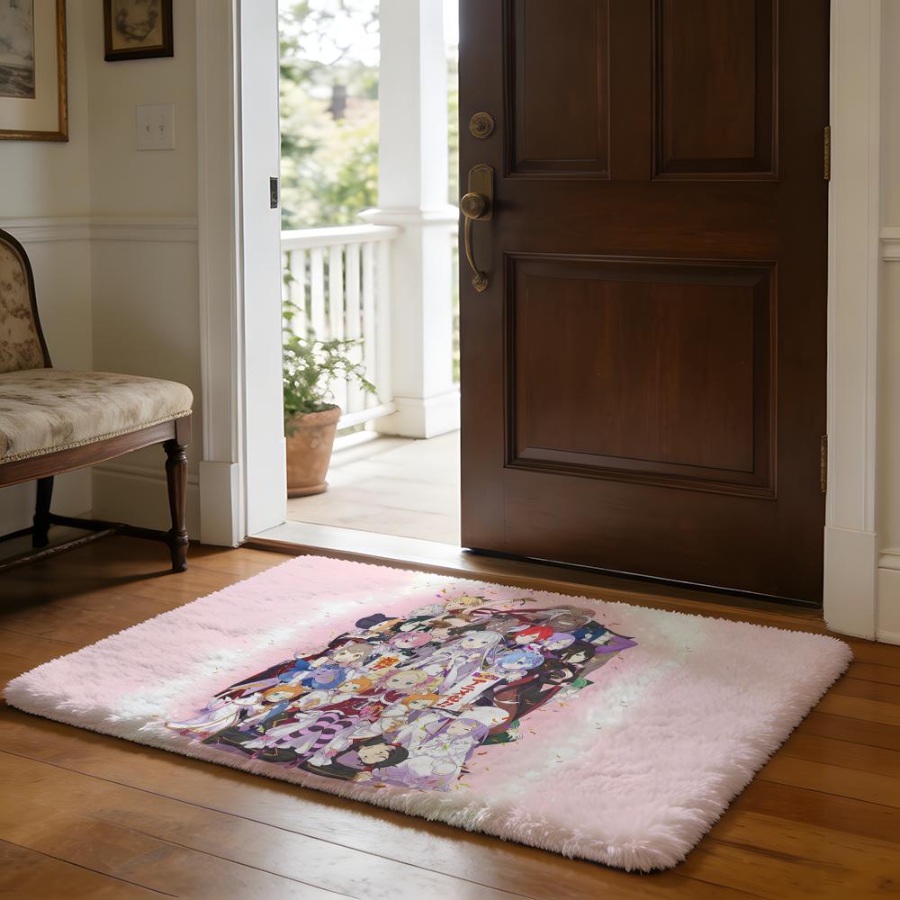 Anime RReZZeroS Floor Mat Soft Flannel Absorbent Mat Non-Slip Rug Home Bedroom Bathroom