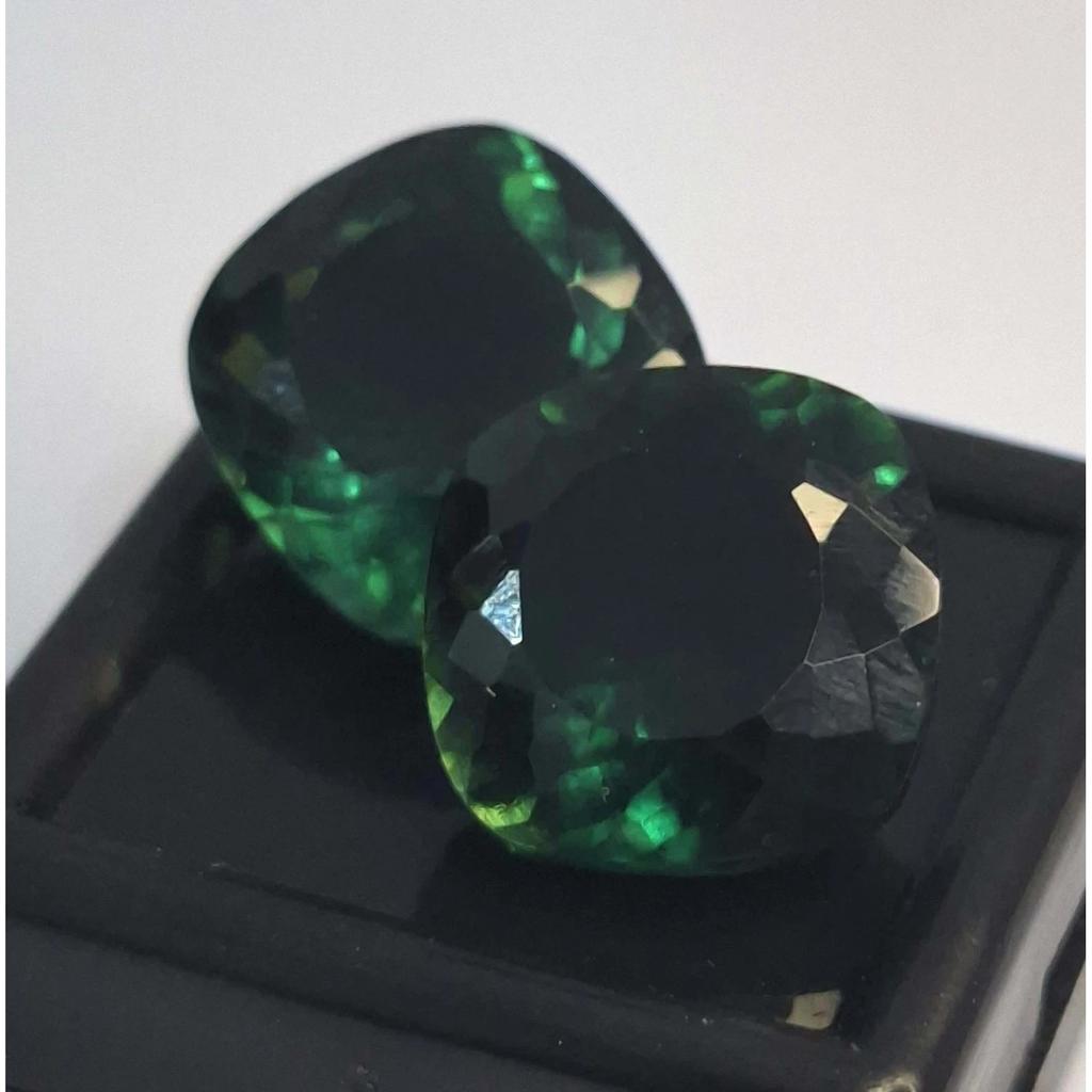 Green Tourmaline Natural 22-24 Ct Cushion Cut Pair Fabulous Loose Gemstone